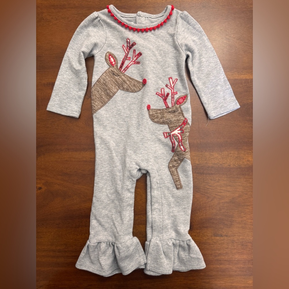 Mud Pie Gray Reindeer One Piece